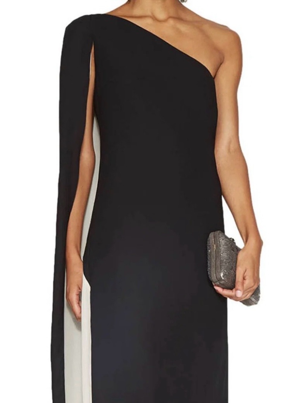 Halston Heritage One-Shoulder Black Evening Gown